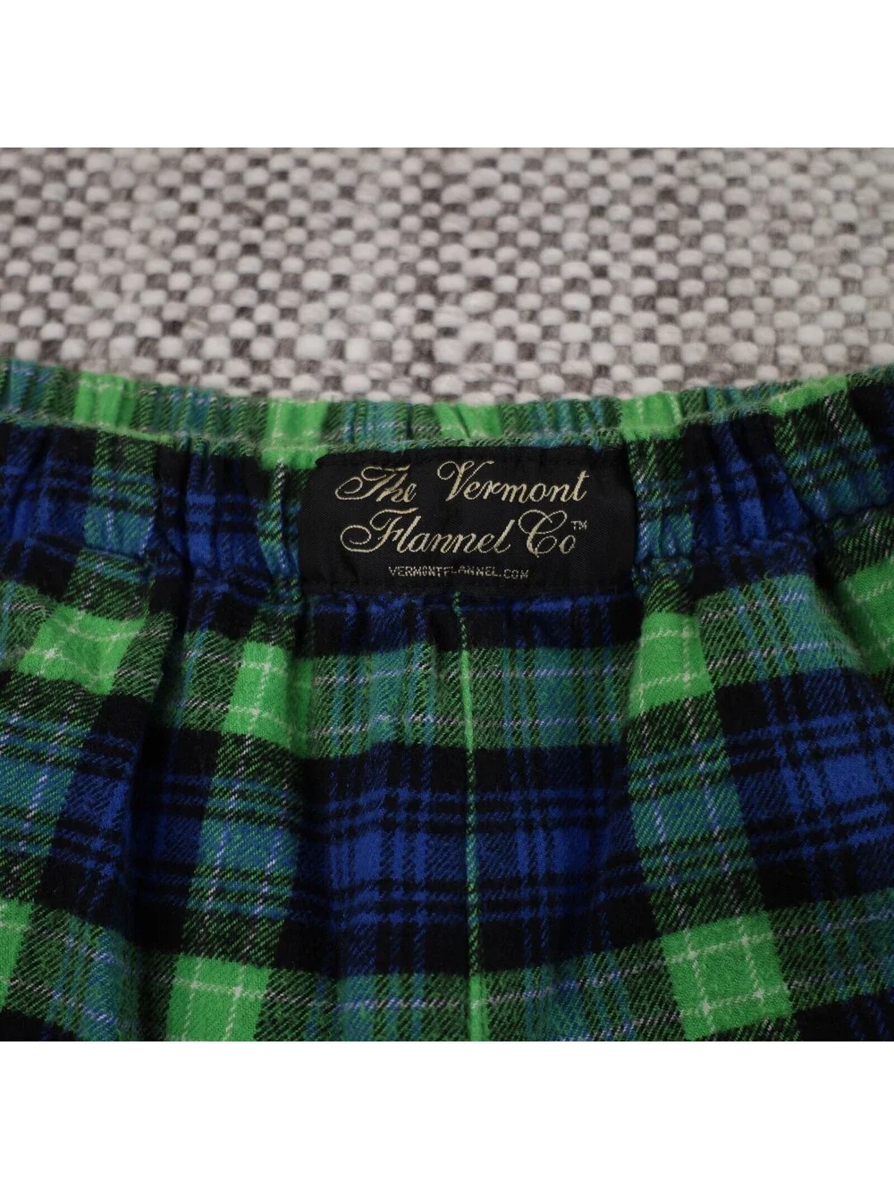 The Vermont Flannel Co PJ Pants Small Green Blue Plaid Cotton Pajama Lounge USA